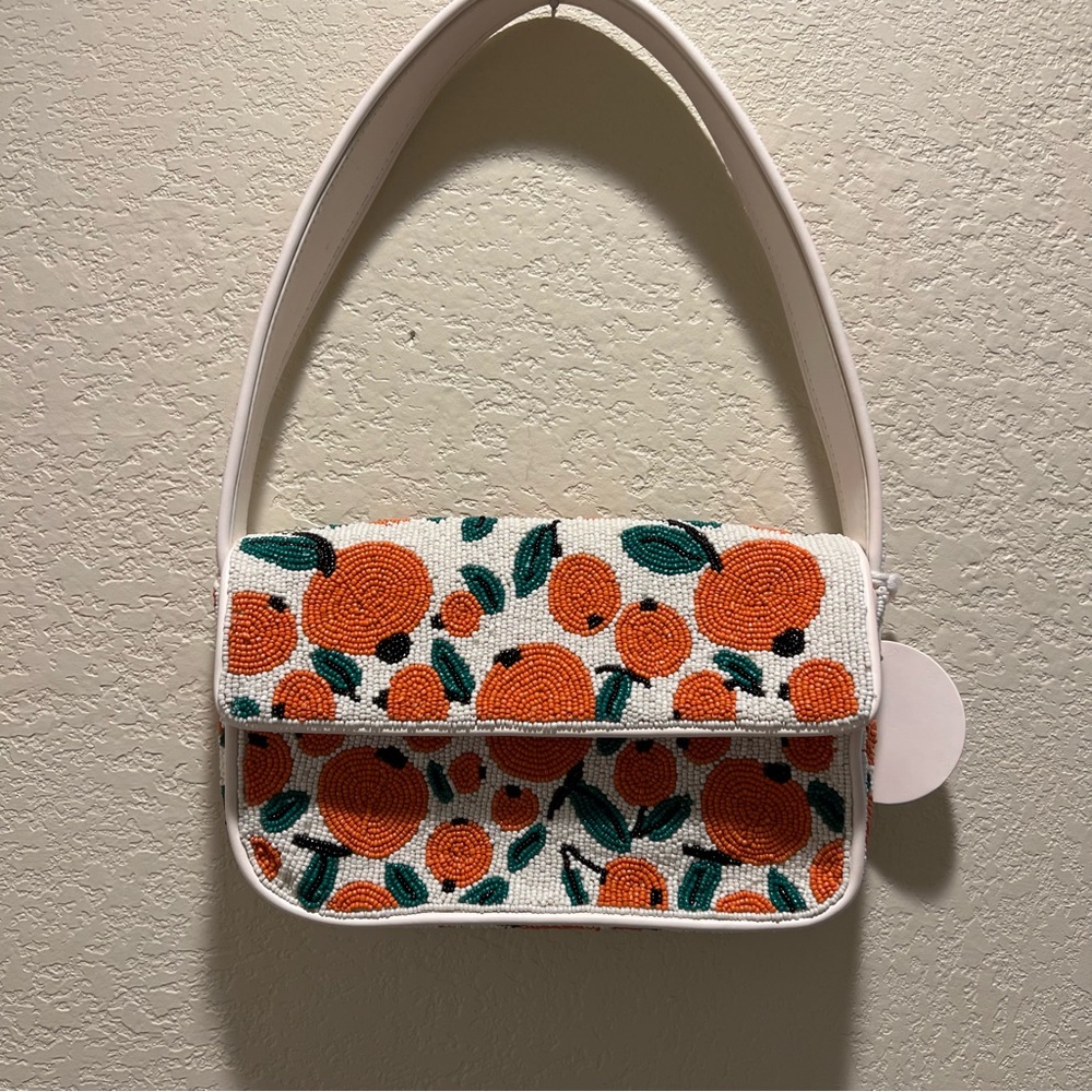 NWT STAUD Tommy Beaded Shoulder Bag Oranges Limited Edition - Picture 7 of 14